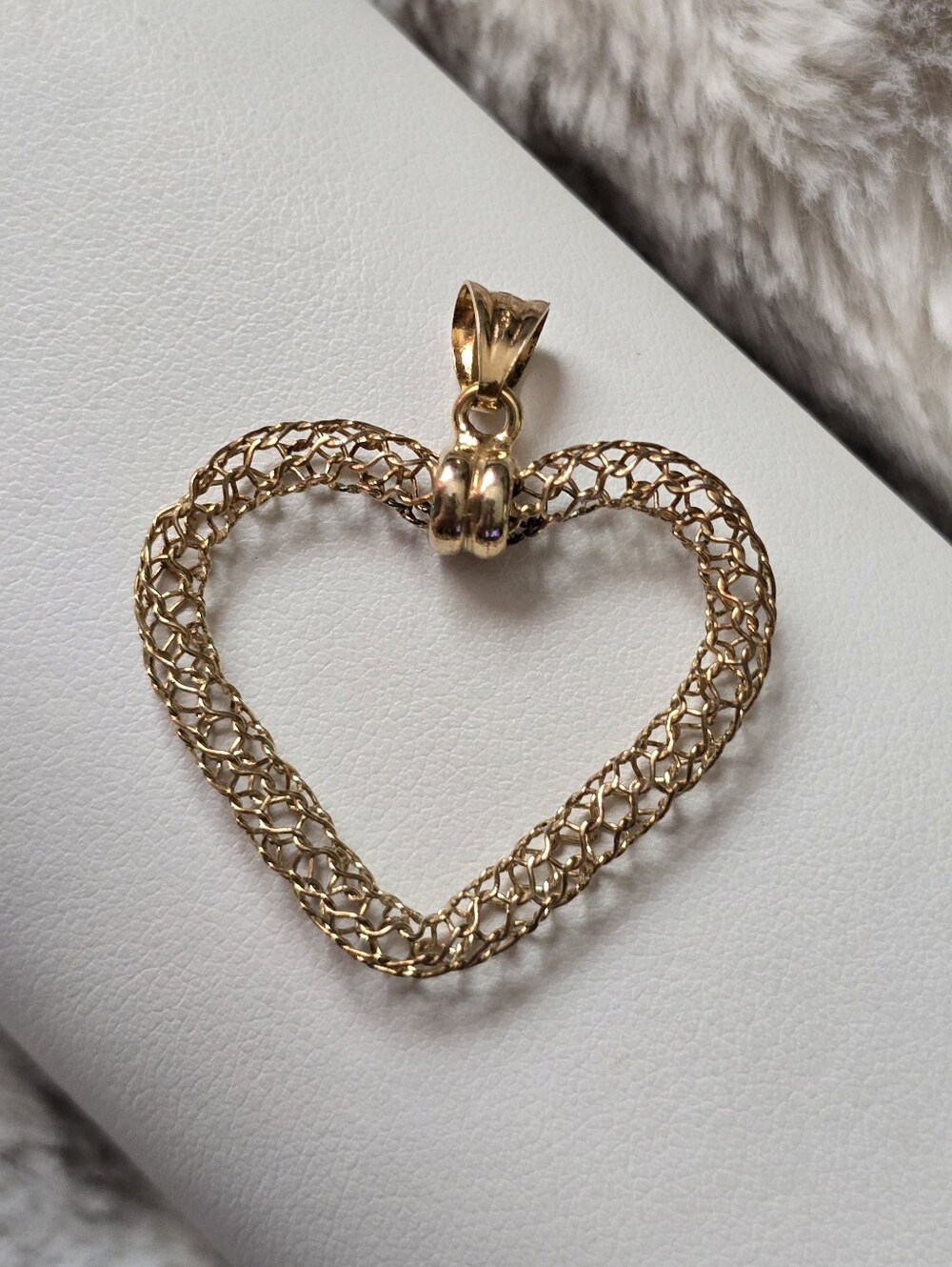 18k yellow gold vermeil Sterling silver mesh puffy Heart pendant QVC